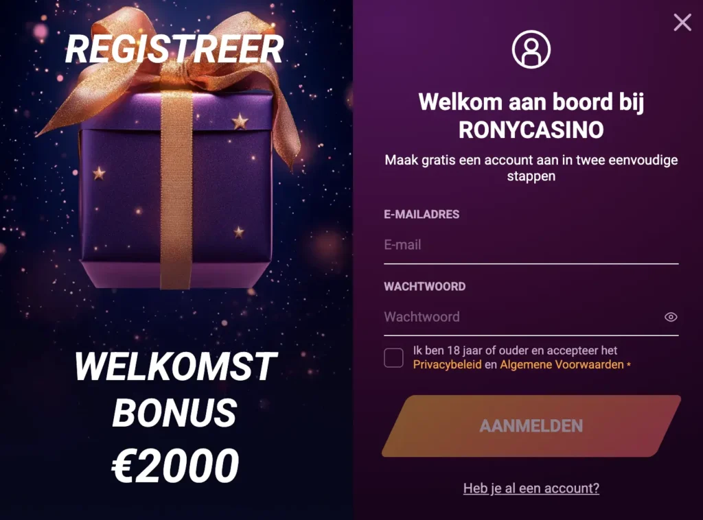 Rony Casino Registreren