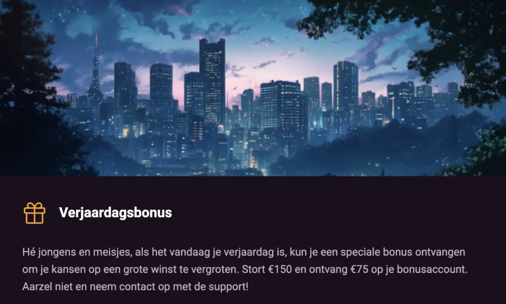 Rony Casino Verjaardagsbonus
